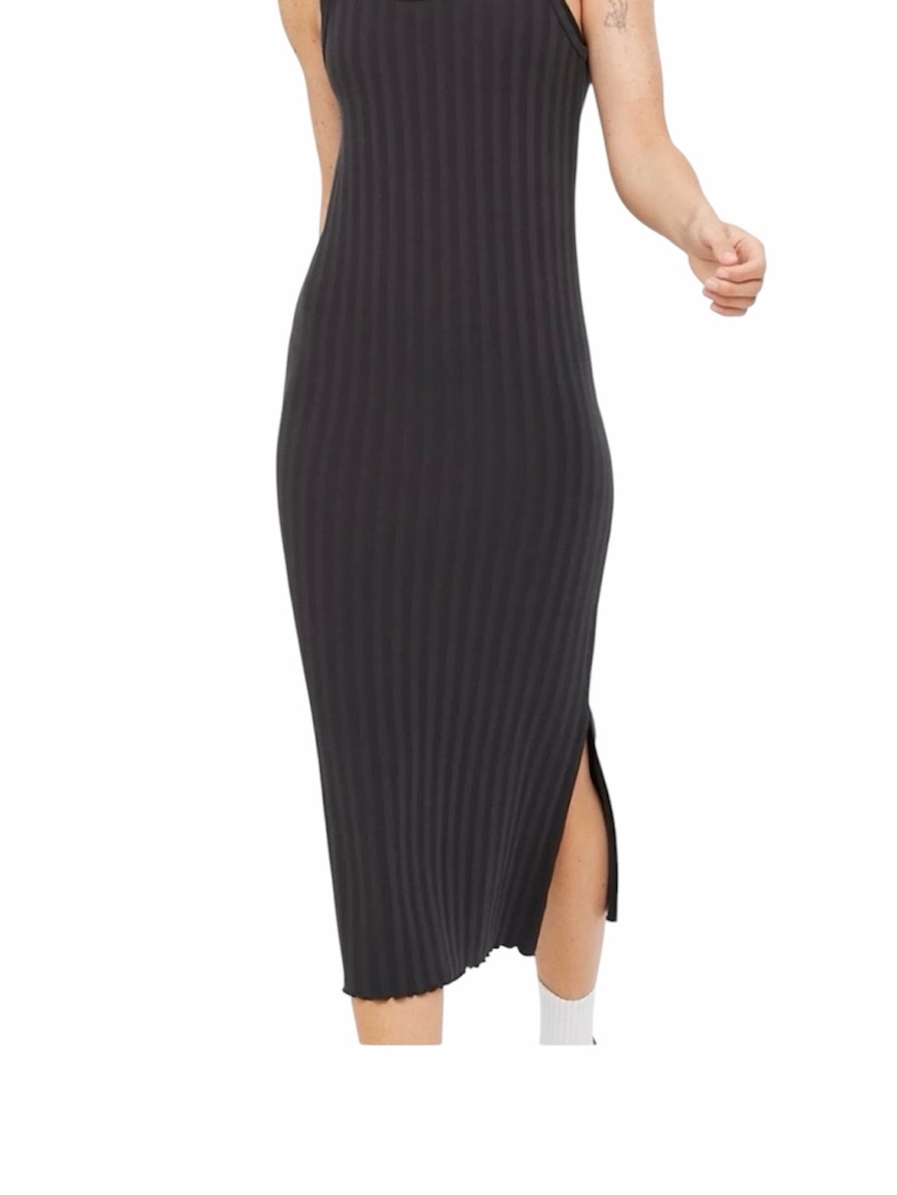 Offline by Aerie OG groove  ribbed midi dress in gray size XS